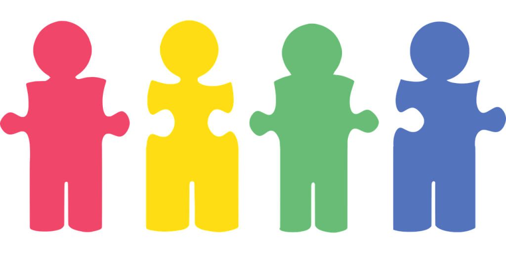 Des bonhommes de toutes les couleurs en formes de pièces de puzzle. Les ateliers d'écriture que je propose en ligne et dans le Haut-Rhin, sont l'occasion de rencontrer d'autres personnes qui aiment écrire pour se détendre, pour mieux se connaître, pour s'amuser... En écrivant en groupe dans un atelier d'écriture, on se nourrit les uns et les autres de bienveillance, d'autres imaginaires et d'autres visions de l'écriture et du monde. C'est un moment convivial où les rencontres sont inspirantes.